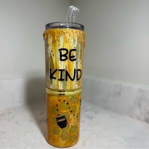 NEW-Handmade Custom 'Be Kind' Gold Glitter Tumbler 30oz Honey Themed